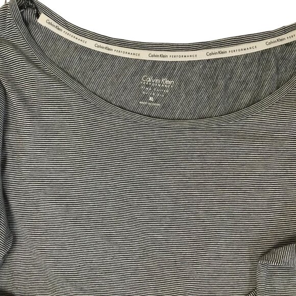 CALVIN KLEIN Women XL Stripe Long Sleeve Performance Top Athleisure Gray Shirt - Picture 9 of 9